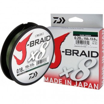 Шнур DAIWA J-Braid X8 0,10мм 150м dark green Шнур DAIWA J-Braid X8 0,10мм 150м dark green